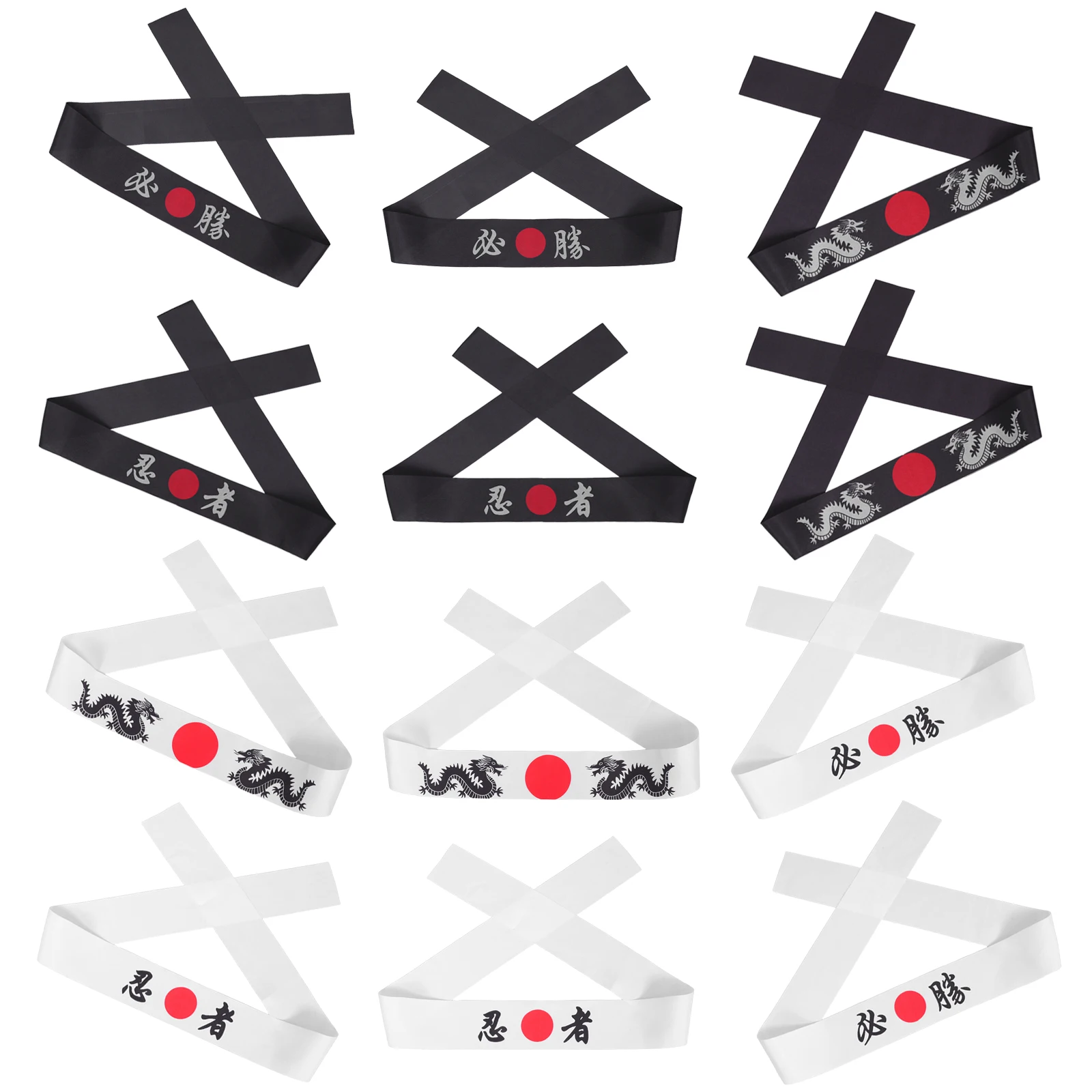 12 قطعة عقال النينجا النمط الياباني قابل للتعديل Hachimaki لشيف الكاراتيه زي باندانا الرياضة العصابة زينة الحفلات