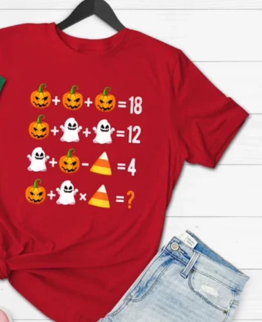 Math Teacher Shirt, Math Teacher Halloween Halloween Teacher Quiz Math Teacher pumpkin hort Sleeve Top Tees O Neck harajuku y2k