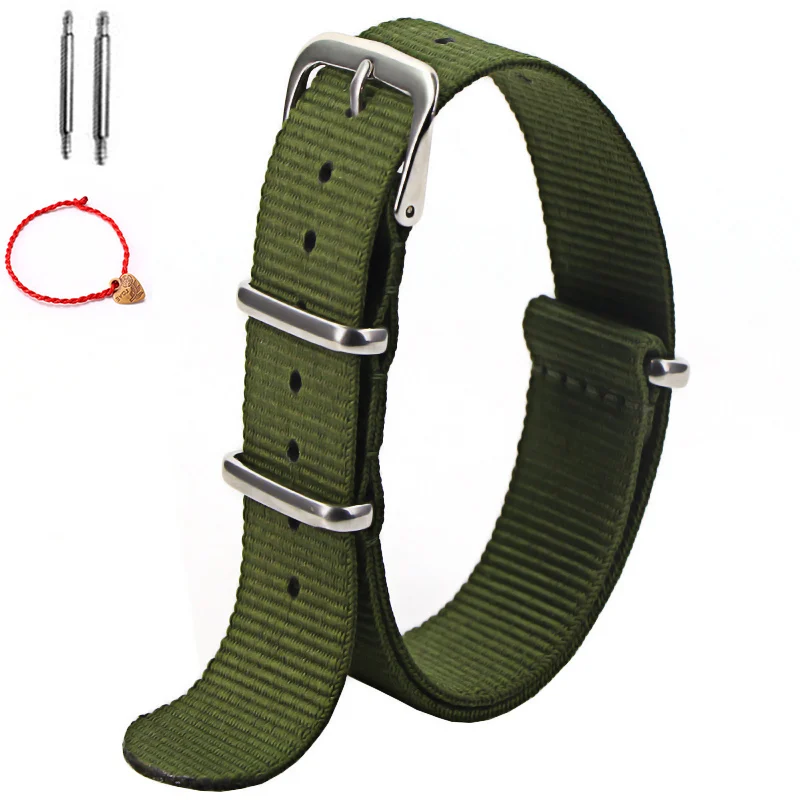 Fashion Watchband Stripe Replacement Men Women Nylon Watch Band With Silver Pin Buckle 16MM 18MM 20MM 22MM  Quick Release Strap