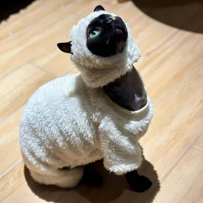 Sheep Cosplay Cat Clothing Fantasia Divertidly Cat Outfit Hoodies Pet Costume Chat Fancy Dress Sweater Pets Disguise Accessories