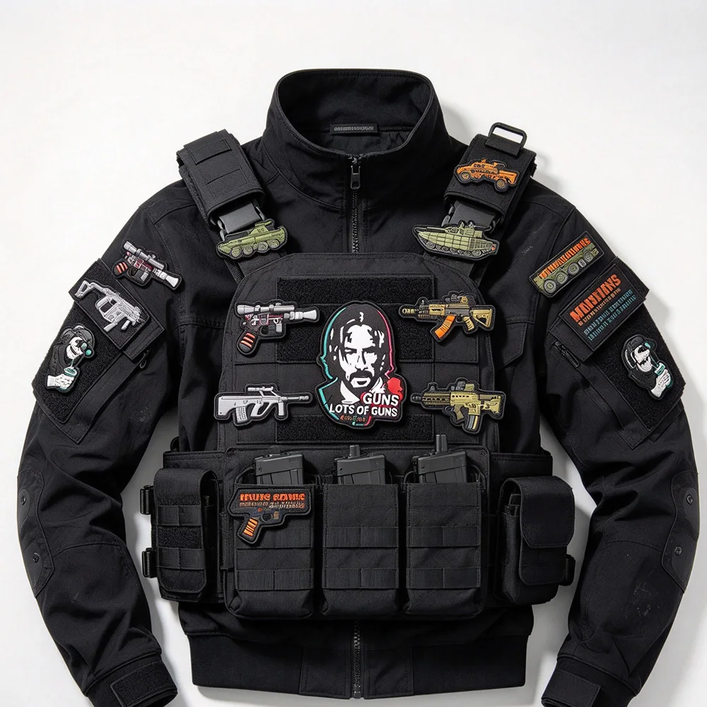 High-Quality PVC Military Fanatic Series Pencil Grocope Soft Rubber Morale Armband Backpack with Hook Loop Patch