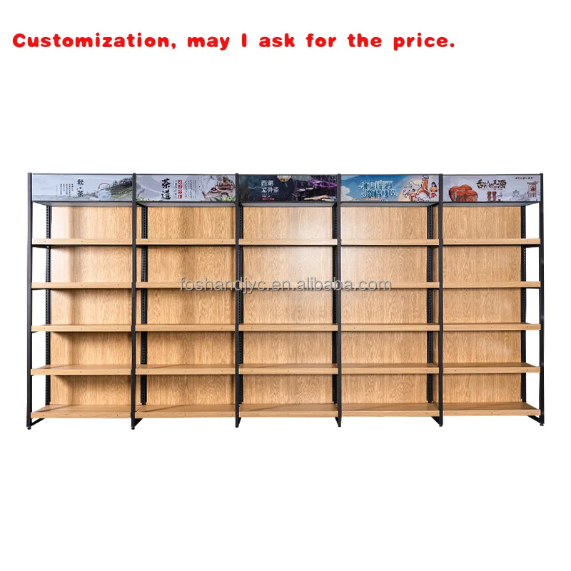 

на заказ. Полки и стеллажи для демонстрации продуктов. Магазин продуктов. Магазин удобства в супермаркете с деревянными полками по индивидуальному заказу.