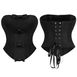 Black Sexy Fishbone Corset Shaper Ladies Slimming Bowknot Corsets Underbust Bustiers Women Summer Crop Tops Streetwear Clothes