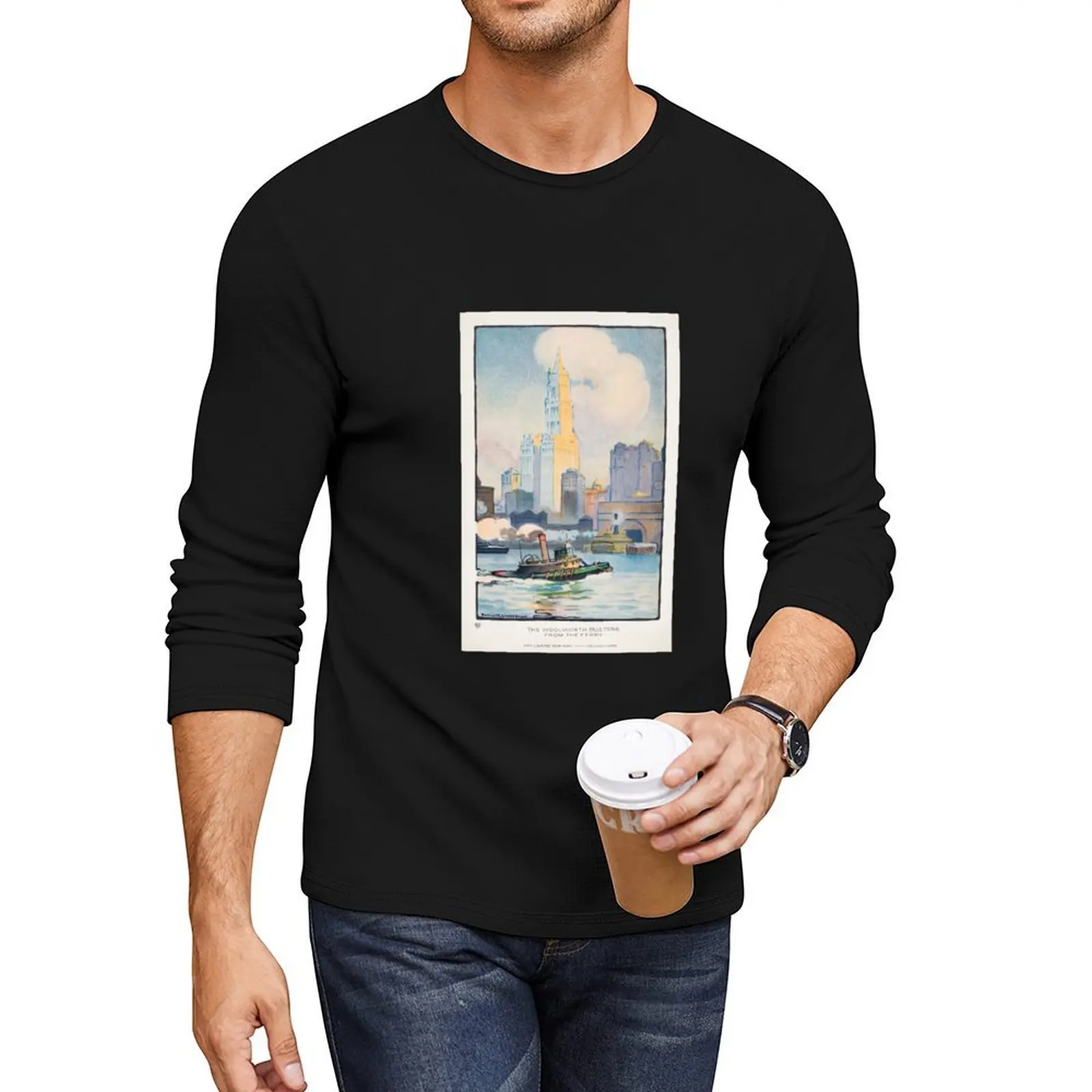 

The Woolworth Building from the Ferry on T-Shirt. Long T-Shirt Oversized t-shirt tops Blouse tees mens plain t shirts