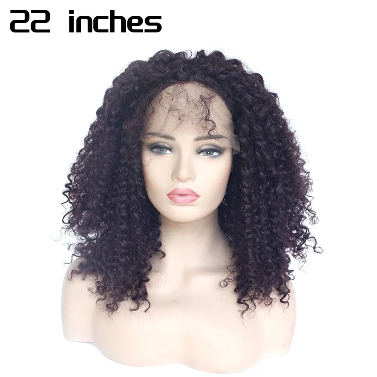 Perruque Lace Front Synthétique Bouclée pour Femme, Deep Wave, Degré de Chaleur, Partie Moyenne, 22 Amaran