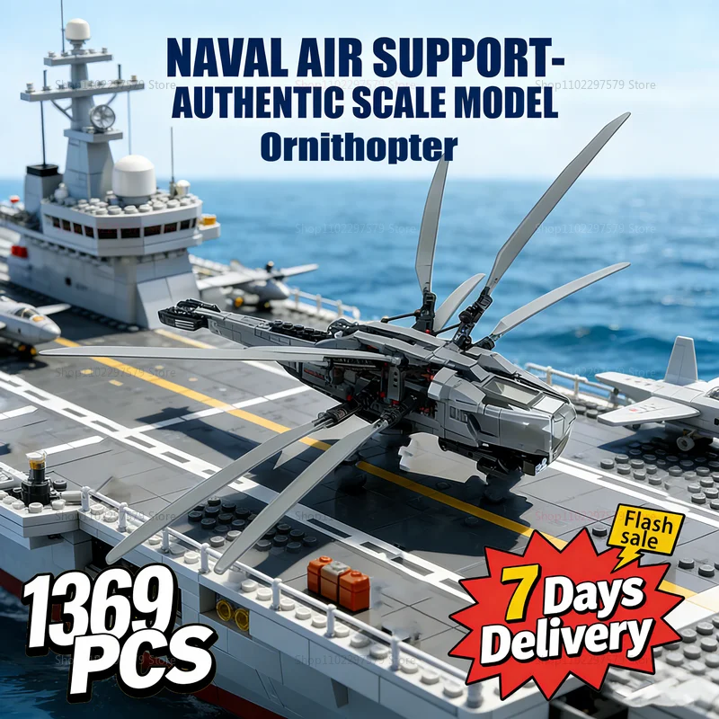 

Технология Flapping Wing Helicopter Model Assembly Kit Kid Adult Toy Fighter 1369PCS Block Set Birthday Gift Premium Collectible