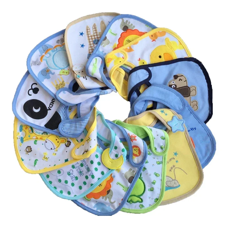 8pc/Lot Hot Cotton Baby Bibs Infant Embroidered Saliva Towels Burp Cloths Funny Waterproof