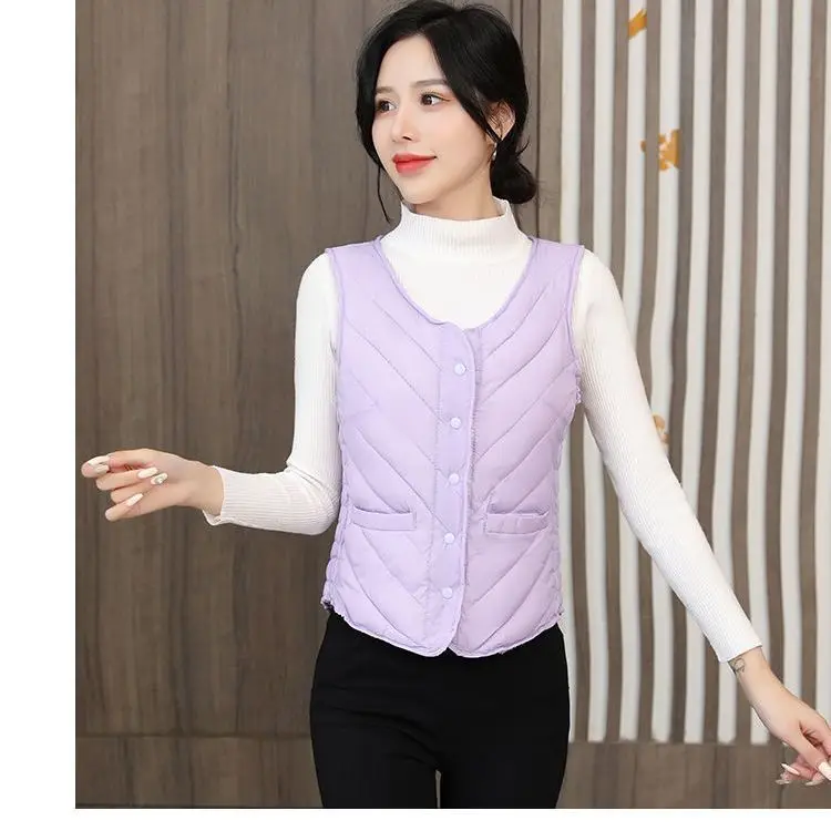 

Patch Designs Women Sleeveless Down Jackets 2024 New Autumn Winter Liner Keep Warm Quilted White Duck Female Coat T397