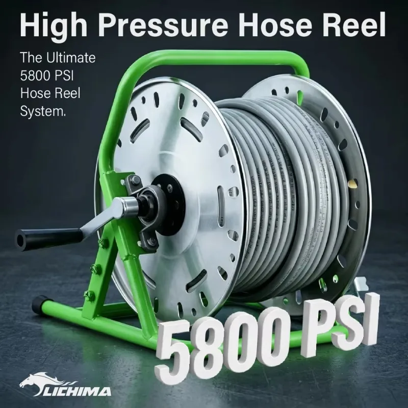Heavy   400 Bar Manual High Pressure Hose Reel Stainless Steel Rust Proof Rotating Connector For Sewer Jetting