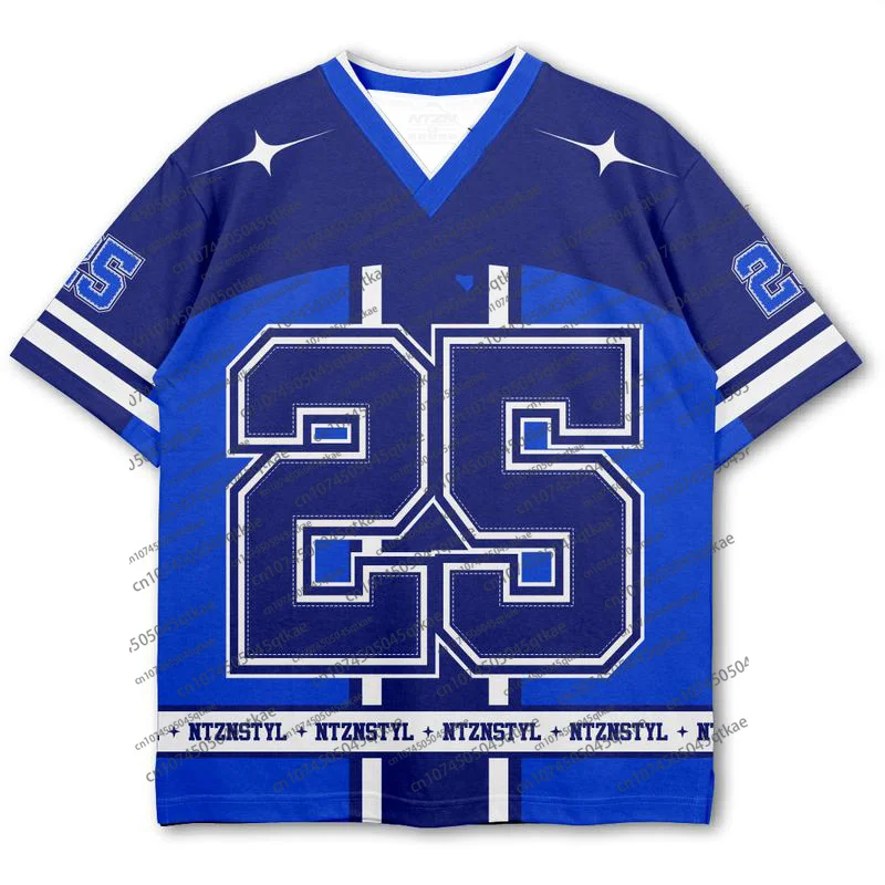 2025 유럽 미국 여성 남성 풋볼 저지 캐주얼 V넥 넘버 25 반팔 속건 티셔츠 스트릿웨어 스포츠 티셔츠