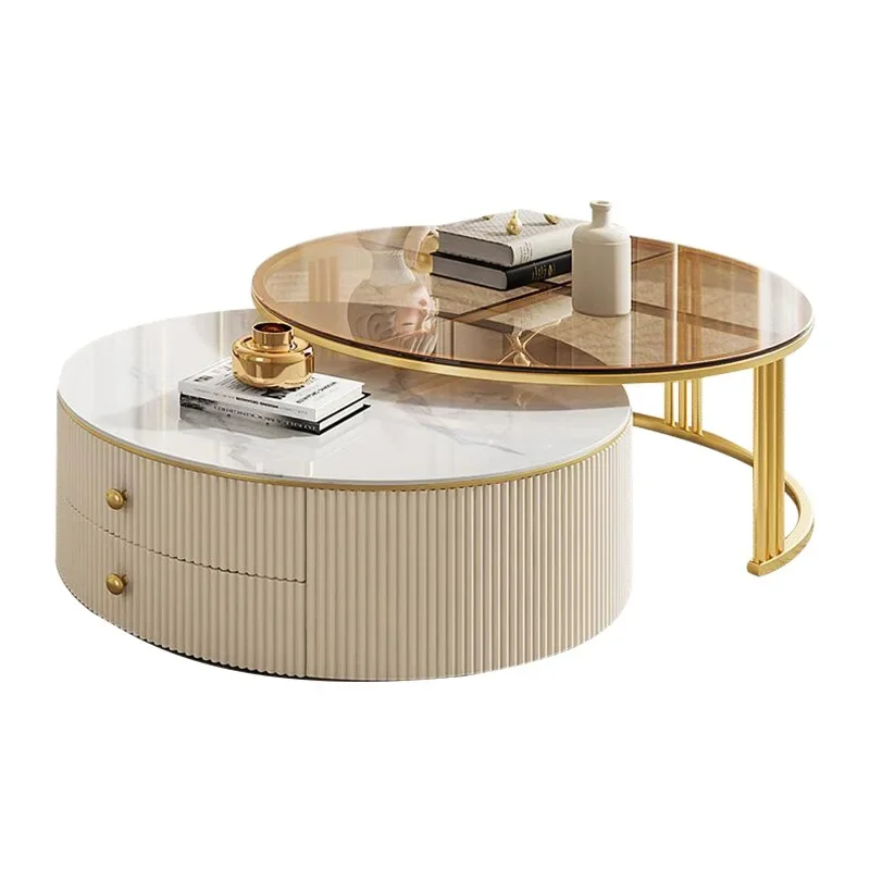 Light luxury rock slab size combination living room household small apartment modern simple wind stretchable coffee table