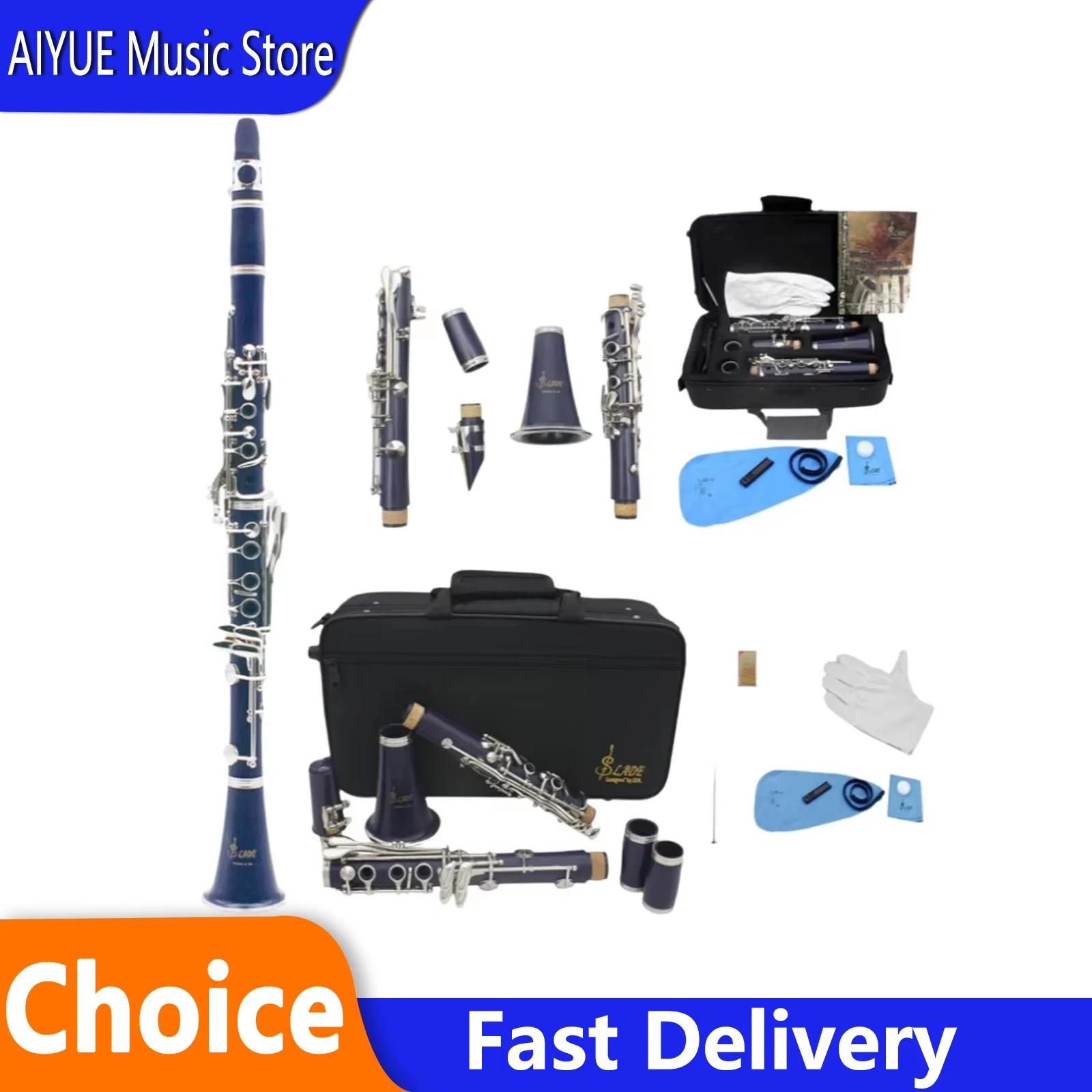 SLADE Clarinet Bb 17 Keys 6 Rings Clarinetto Blackwinds Bakelite Clarinet Good Quality Portable Woodwind Instruments With Parts