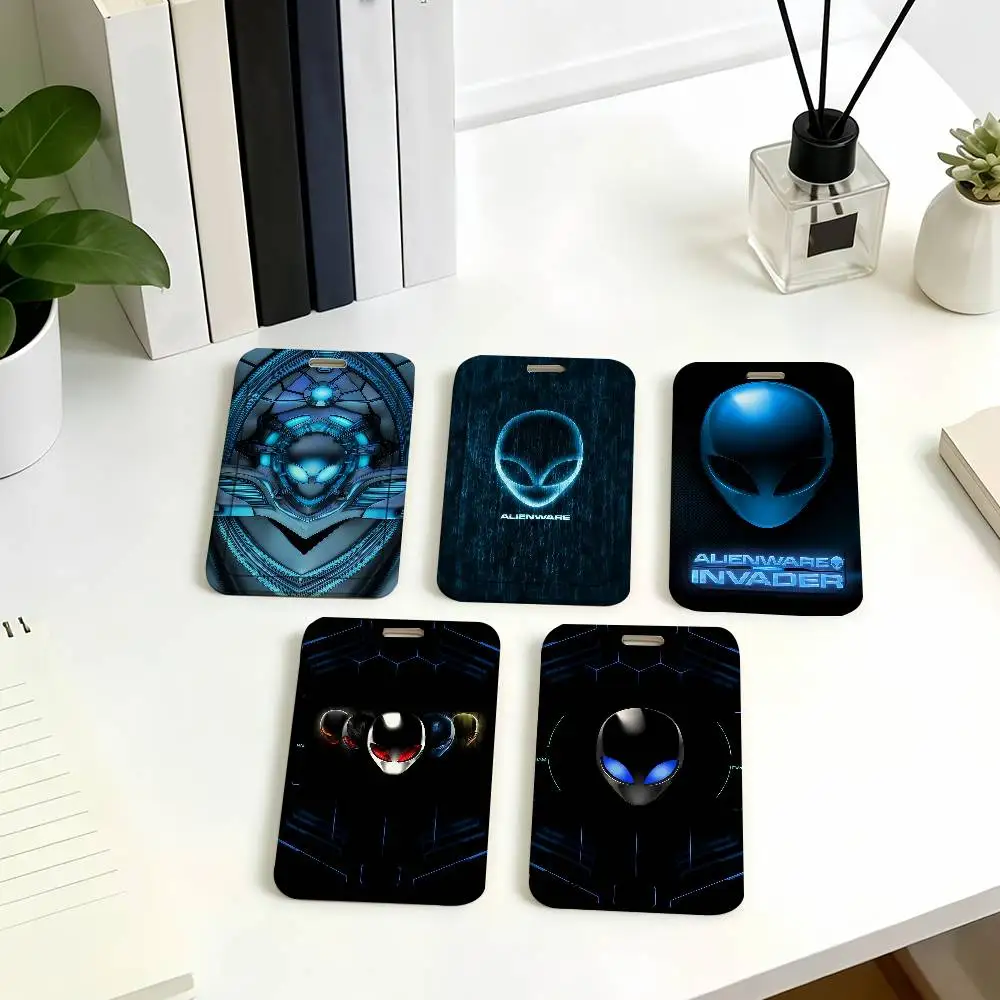 Brand A-Alienware Card Holder Corporate Business Work Badge Holders Uisex Credit Bus Daily Commute ID Case