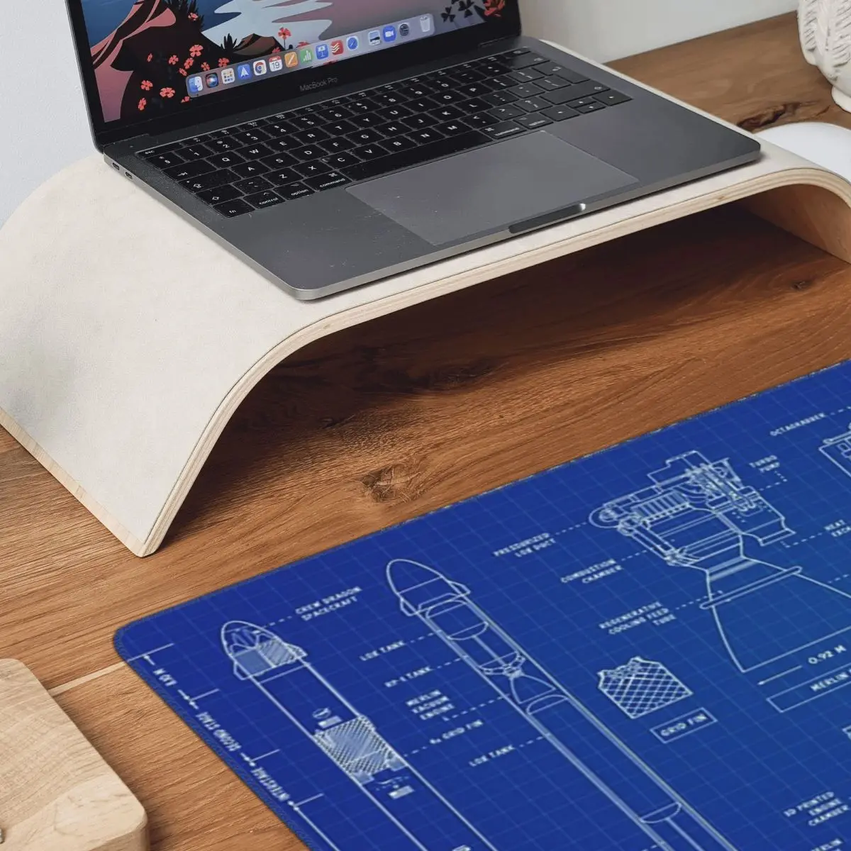 SpaceX Falcon 9 And Crew Dragon Large Mouse Pad Computer Keyboard Mouse Mat Gaming Laptop Desk Mat Office Accessories Table Mats