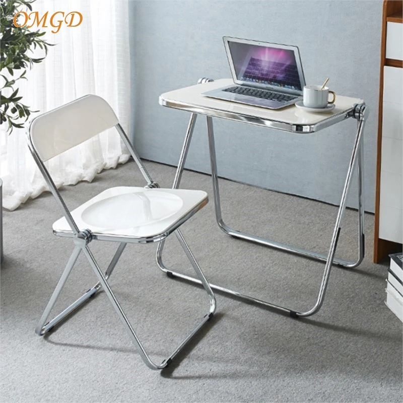 OMGD Folding Chair Office Conference Chair Leisure Restaurant Modern Backrest Chair Acrylic Transparent Table And Chair Set