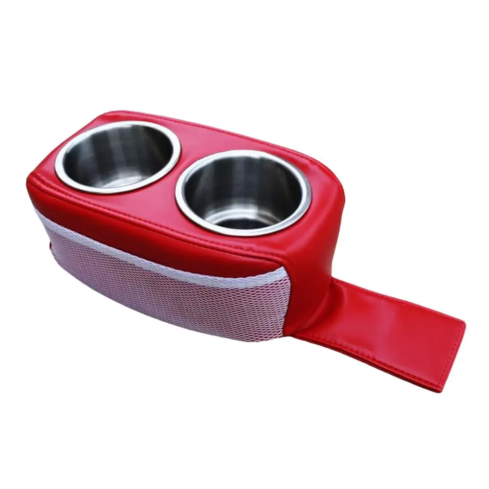 

Red Dual Cup Holder With Mesh Pocket For Pontoon Boats, RVs, Cars And Sofas