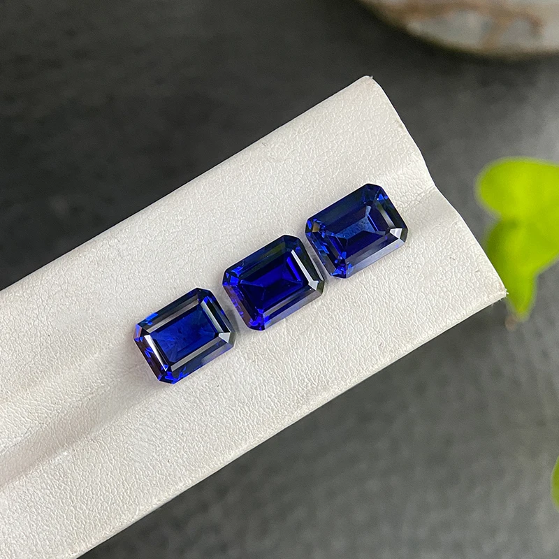 Lab Grown Sapphire Royal Blue Color Emerald Cut High Quality Low Cost For Jewelry Setting&Custom Design With AGL Certificate