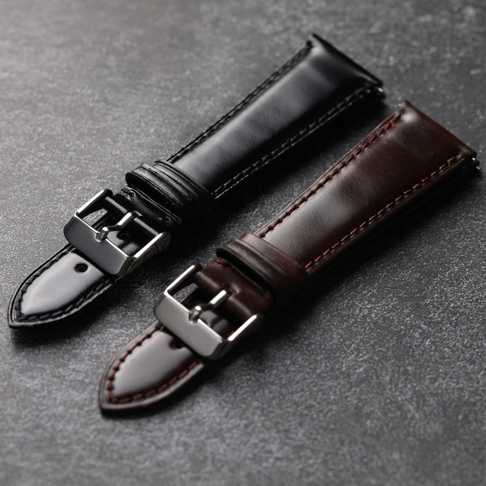 

Новый японский кожаный ремешок на бедрах, быстросъемный Черный Коричневый мужской браслет из мягкой натуральной кожи 18 20 22 мм, винтажный