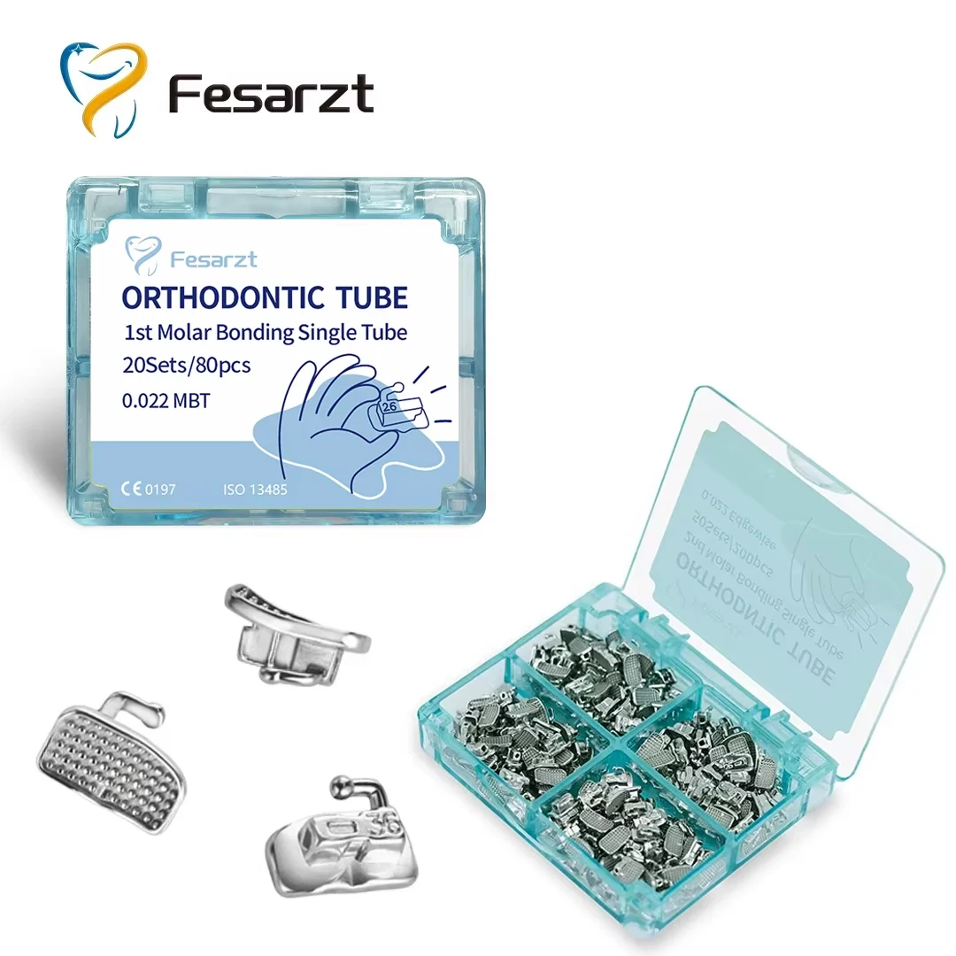 20Set/80pcs Dental Orthodontic Buccal Tubes Bondable 1st Molar Monoblock Non-Convertible Single Tube Roth MBT Orthodontist Tool