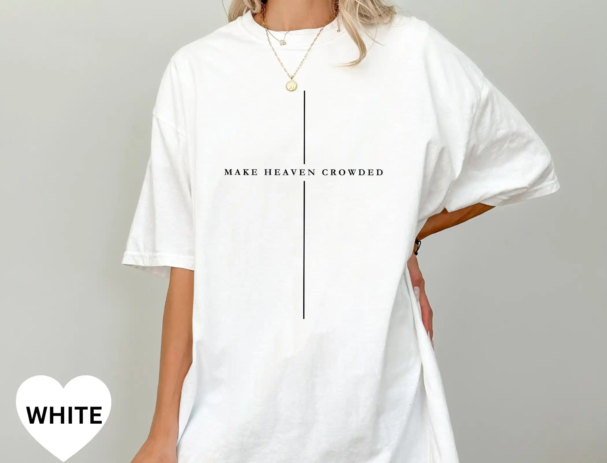 Make Heaven Crowded Christian Shirt, Minimalist Cross Crewneck ,Trendy Mens  Faith Apparel, Baptism Gift,Christmas Gift