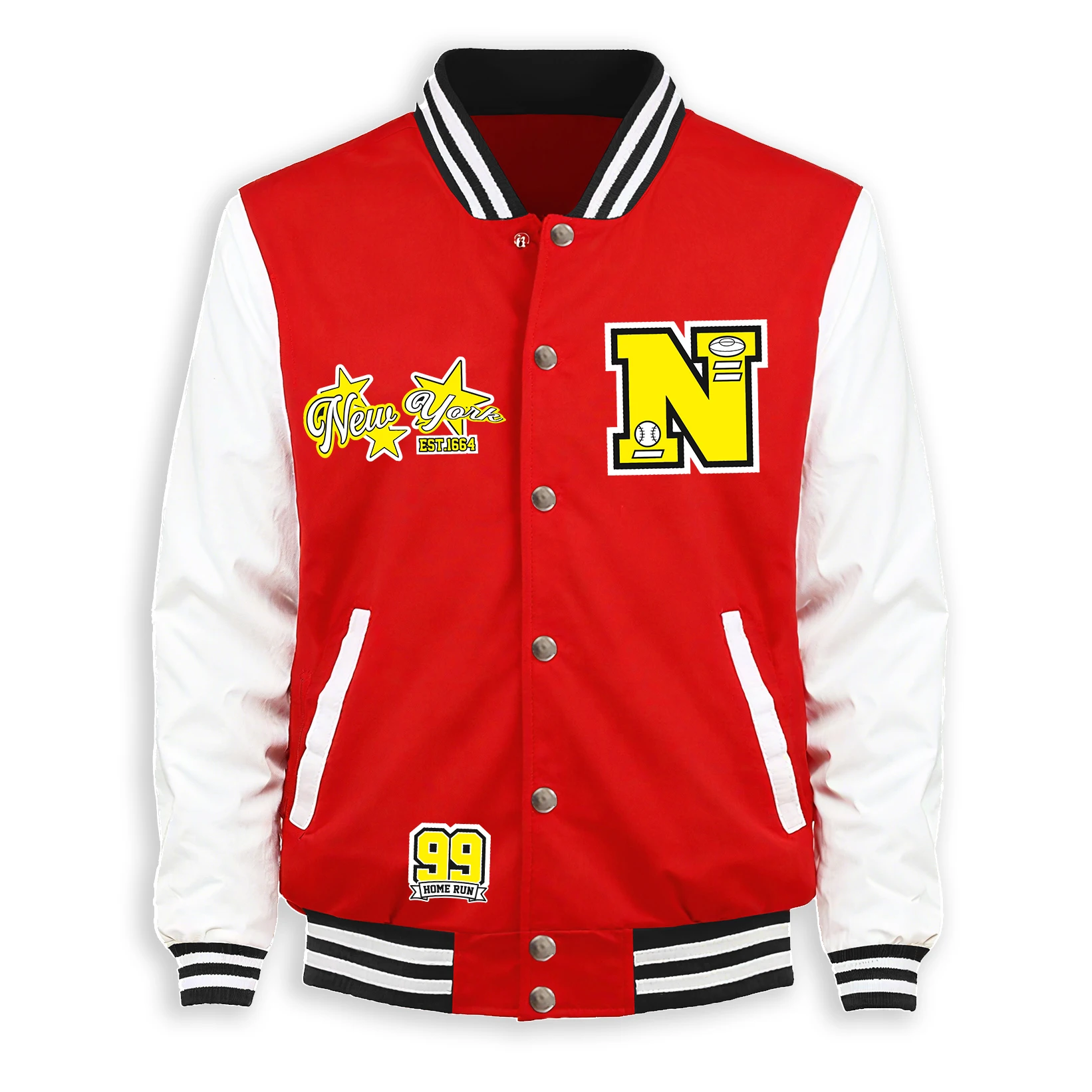 

New York City Est1664 Men Baseball Coat American Loose Jackets Fleece Autumn Streetwear Hip Hop Casual Unisex Colour Coats