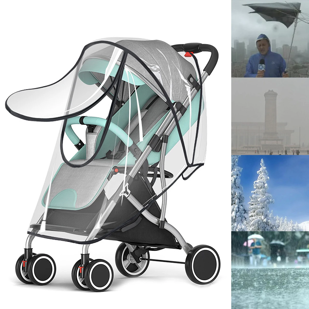 高品質のEVAベビーカーアクセサリー,防水レインカバー,透明な防風,オープンベビーカー,ジッパー
