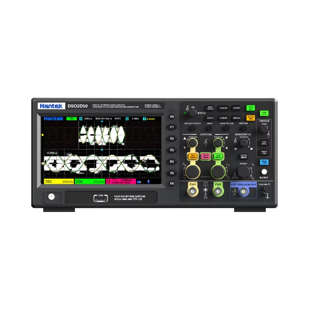 

Hantek DSO2D50 500MHz 2 Channel Digital Storage Oscilloscope with 2GSa /s Real Time Sampling and Protocol Decode