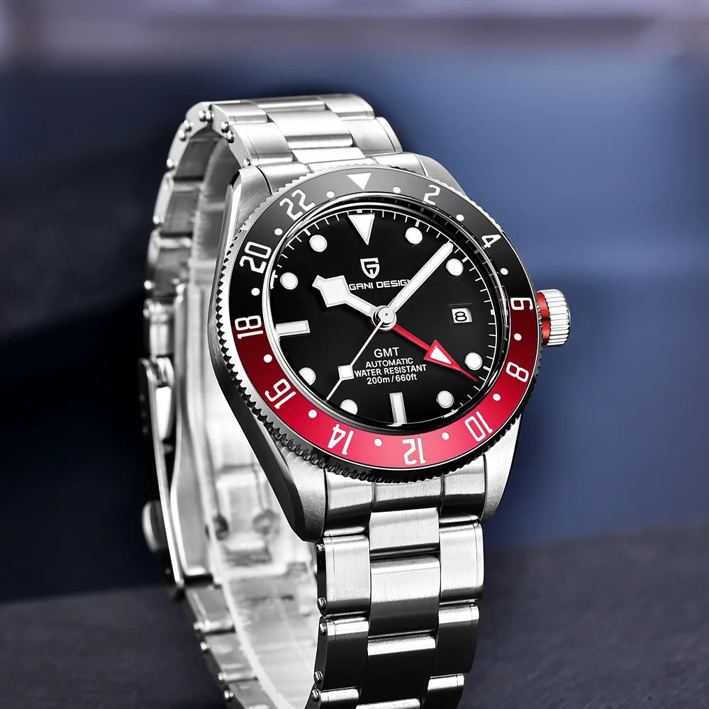 2025new باجاني تصميم GMT ساعة رجالي الترفيه ساعة ميكانيكية ساعة أوتوماتيكية للرجال صندوق هدايا رجالي رياضي 20bar الفولاذ المقاوم للصدأ