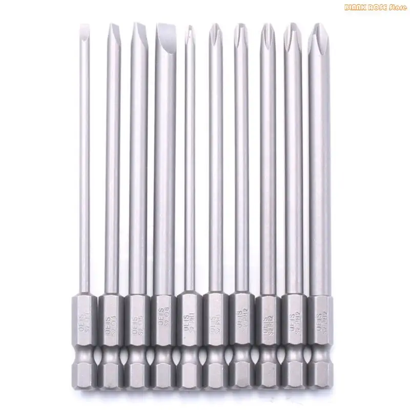 

K1AE Pack Of 10 Precise Screwdriver Bit 100mm Length SL3.0/SL4.0/SL5.0/SL6.0 PH1/PH2