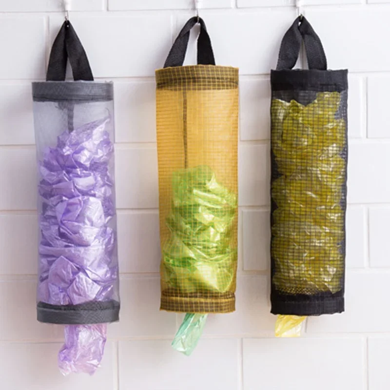 Wall Mounted Storage Bag Plastic Bags Organization Kitchen Dispenser Garbage Wall Mounred Grocery Holder Home Organization