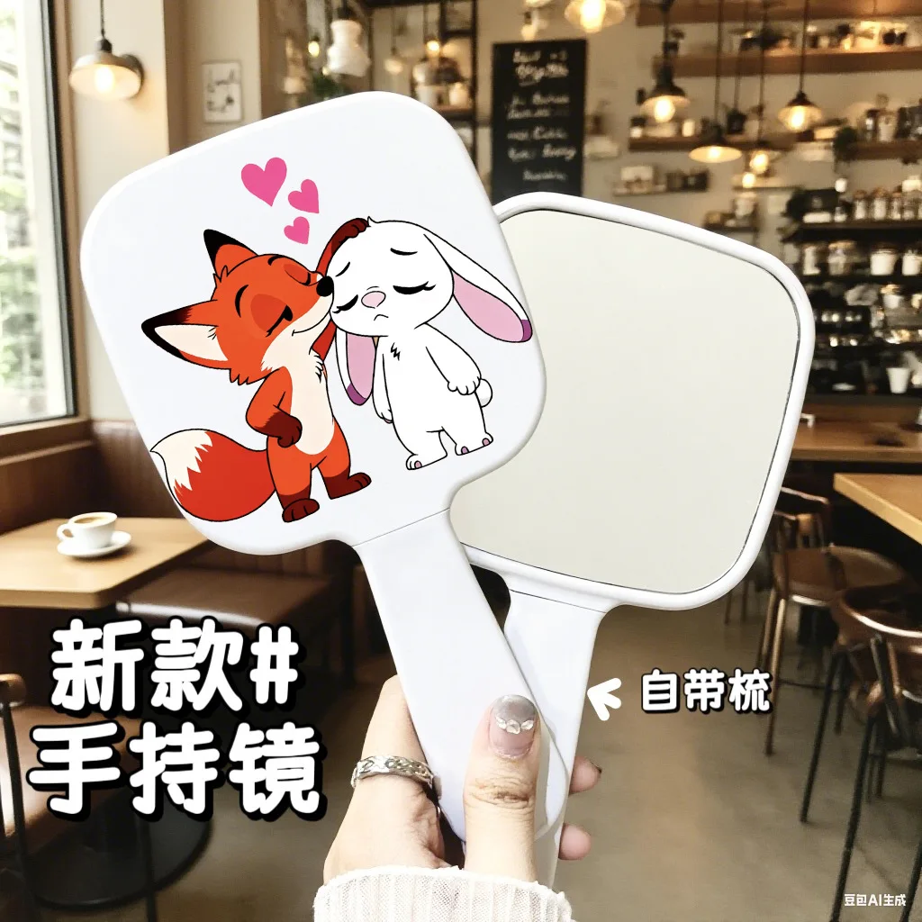 

Disney Nick Wilde Handle Mirror Cute Cartoon Anime Mirror Comb Integrated Makeup Mirro New Fashion Portable Makeup Mirror Gifts