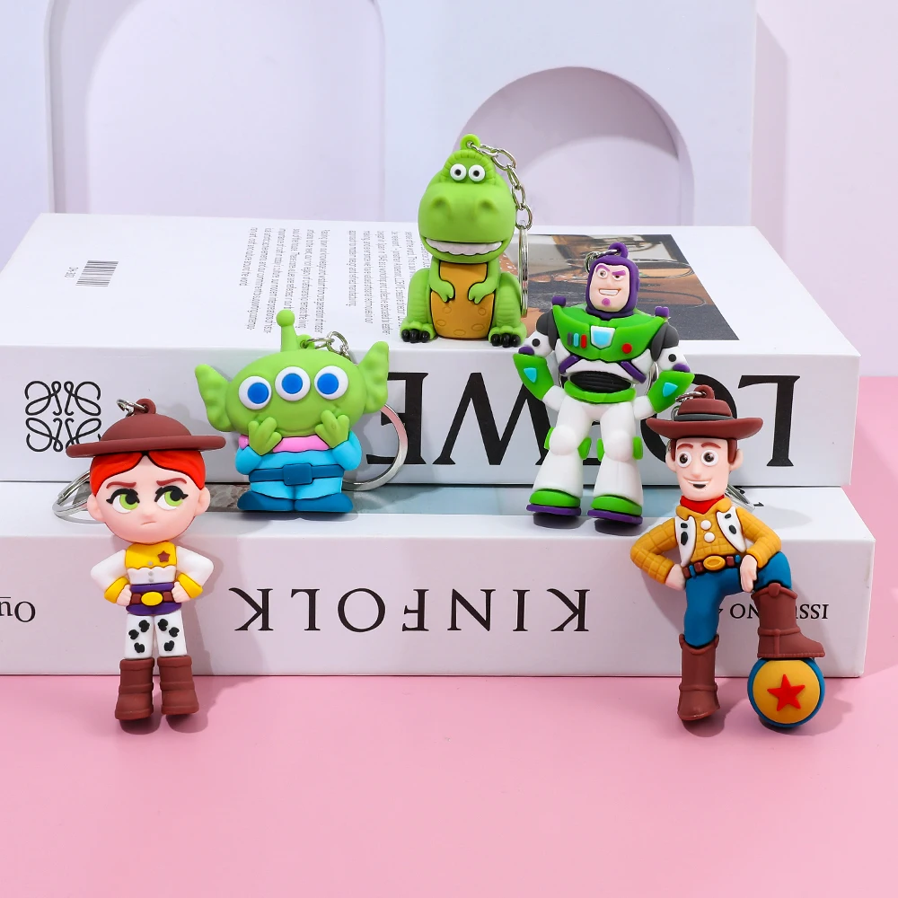 5 قطعة ديزني أنيمي قصة لعبة الطنانة الخفيفة جيسي وودي الغريبة لوسو البلاستيكية نموذج حقيبة سلسلة مفاتيح قلادة لطيف الحلي الاطفال عيد ميلاد