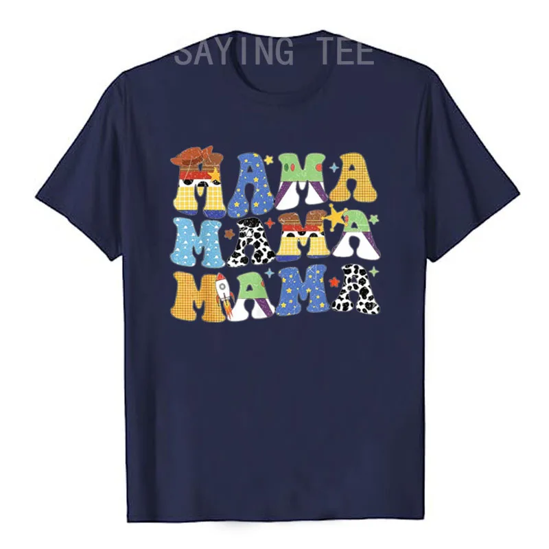 Toy Funny Story Mama Boy Mom Mother's Day Tee for Womens Fashion T-Shirt Cute Letters Printed Graphic Outfits Mommy Aunt Gift