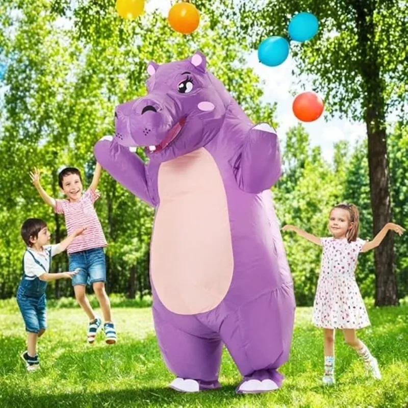 زي فرس النهر القابل للنفخ للهالوين، مجموعة تزيين الحيوانات الممتعة، دعائم حفلات الهالوين وأعياد الميلاد، هدية