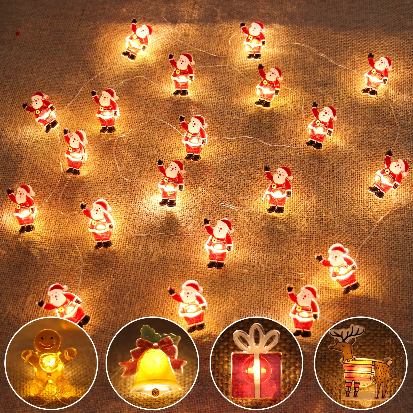 Santa Claus LED Light String Merry Christmas Decoration For Home 2024 Cristmas Ornament Xmas Navidad Natal Gifts New Year 2025