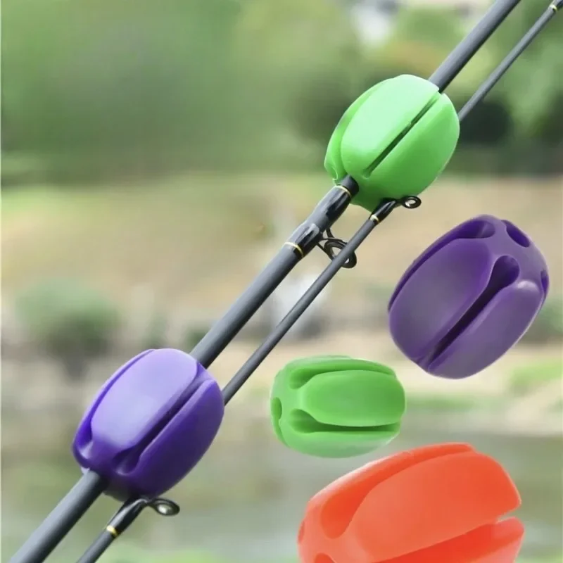 2pcs Silicone Fishing Rod Holder Straps 5 Hole Lightweight Fishing Tackle Ties Fishing Accessories Mixed Color