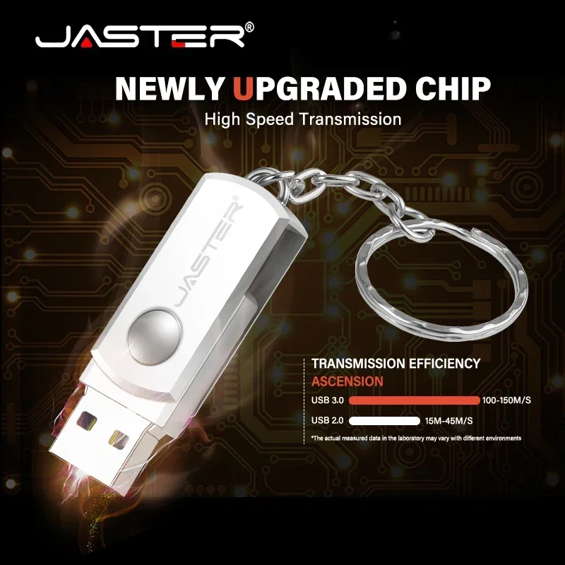 Fast Shipping Rotatable USB3.0 Flash Drive 64GB Mini Metal Pen Drive 32GB High Speed Memory Stick Free Key Chain U Disk