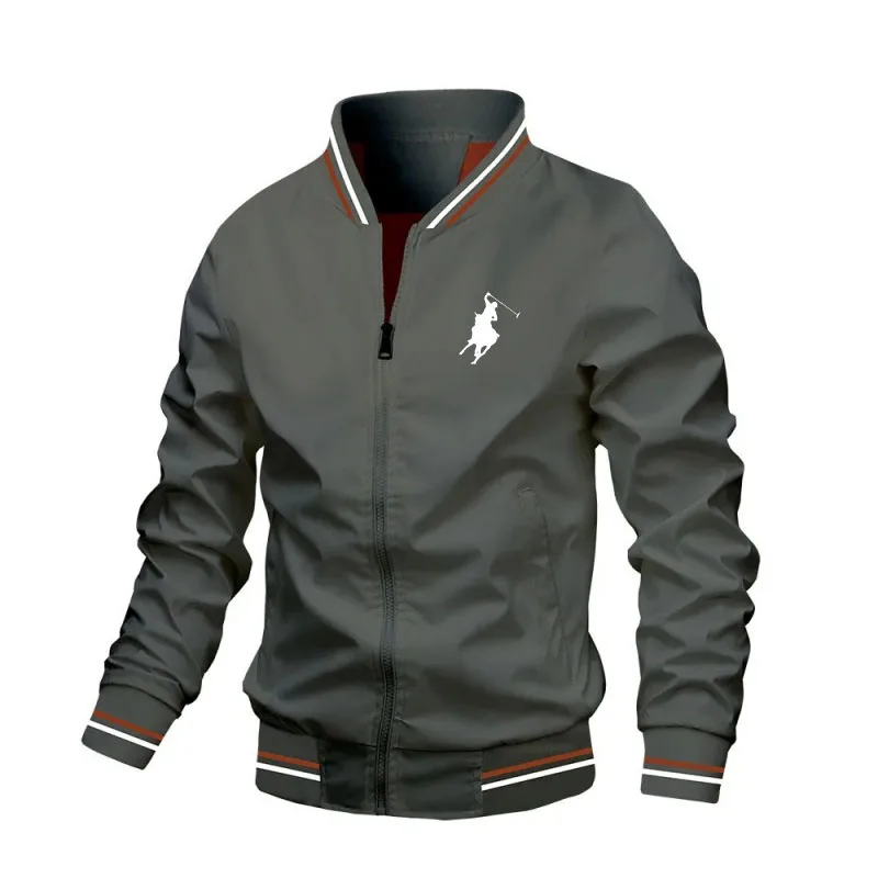 

Men's outdoor windproof and waterproof zipper jacket for spring and autumn, stylish stand-up collar style casual coat