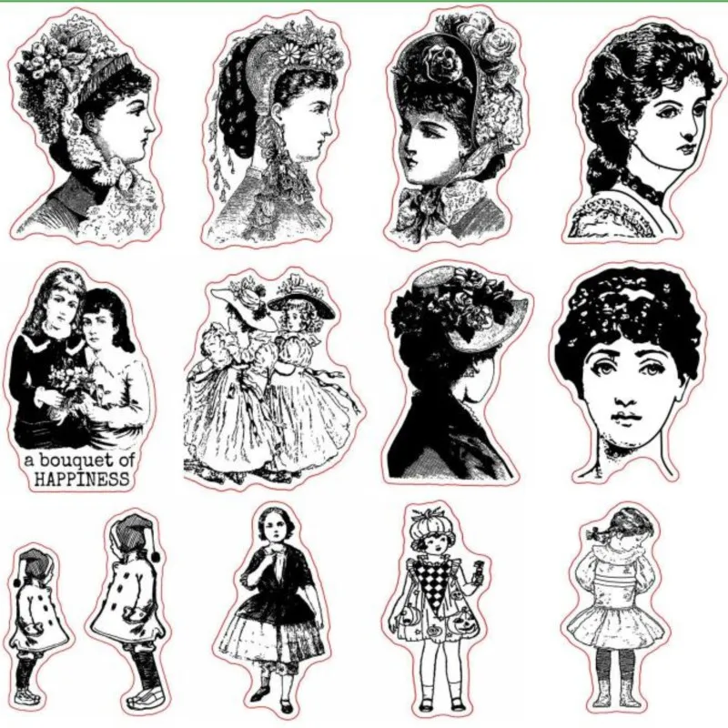Victorian Ladies Clear Stamps And Dies Set 2025 Retro Rubber Stamps for Card Making Scrapbooking DIY Paper Craft