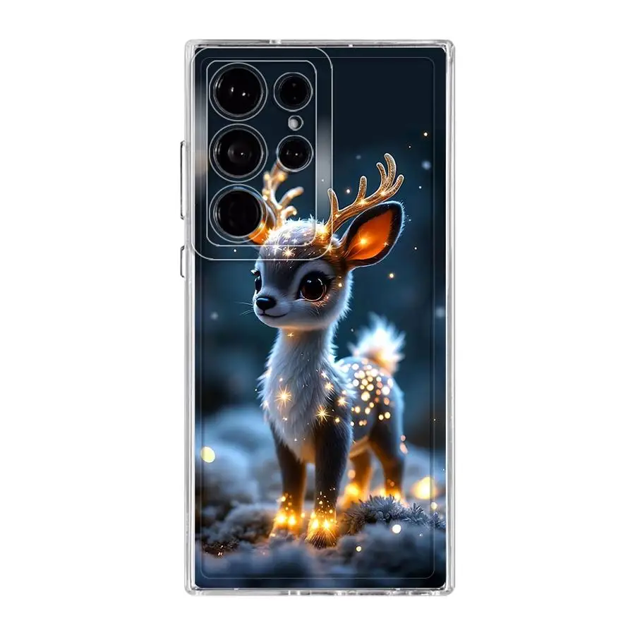 Custodia per telefono per Samsung Galaxy S10 Plus S22 S24 FE S20 S21 S25 Ultra S23 Nota 10 20 Ultra Trasparente Morbido Cervo della Foresta Profonda
