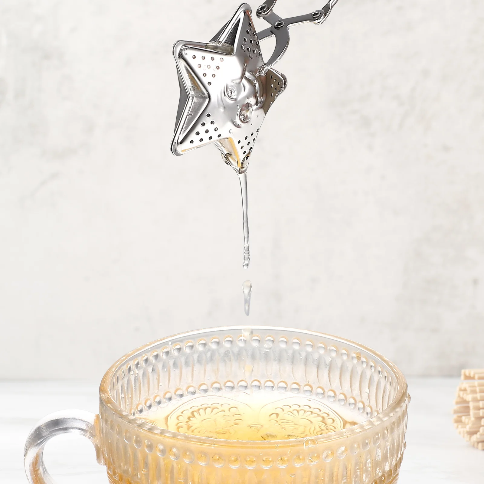 

4Pcs Stars Infuser Stainless Steel Strainer Loose Leaf Steeper Unique Romantic Design Multi Functional Home Office Use