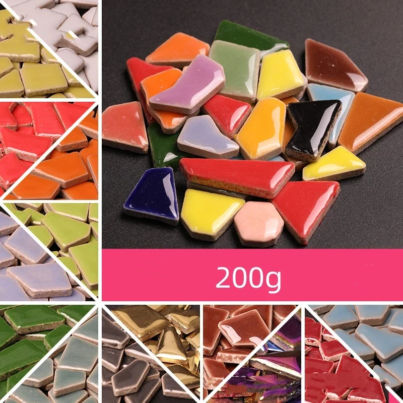 200g Irregular Shaped Mosaic Tiles Mixed Color Particles Mosaic Piece DIY Making Stones for Craft Hobby Arts Home Wall Decor