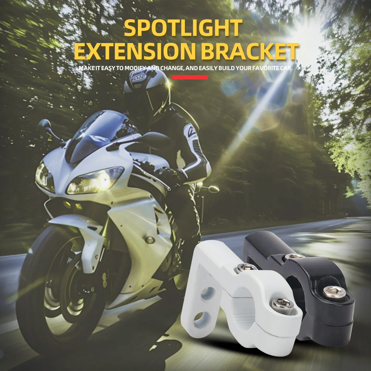 

1pc Motorcycle Multi-function Mount Bracket Motorcycle Handlebar Extension Clamp Support Attachment Aluminum Alloy Black White