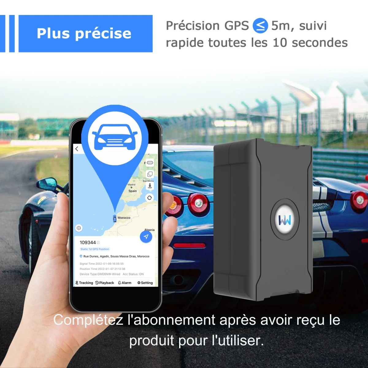 Traceur GPS - Alarme antivol, géo-clôture, lecture historique pour voiture, moto, enfants, Abonnemen