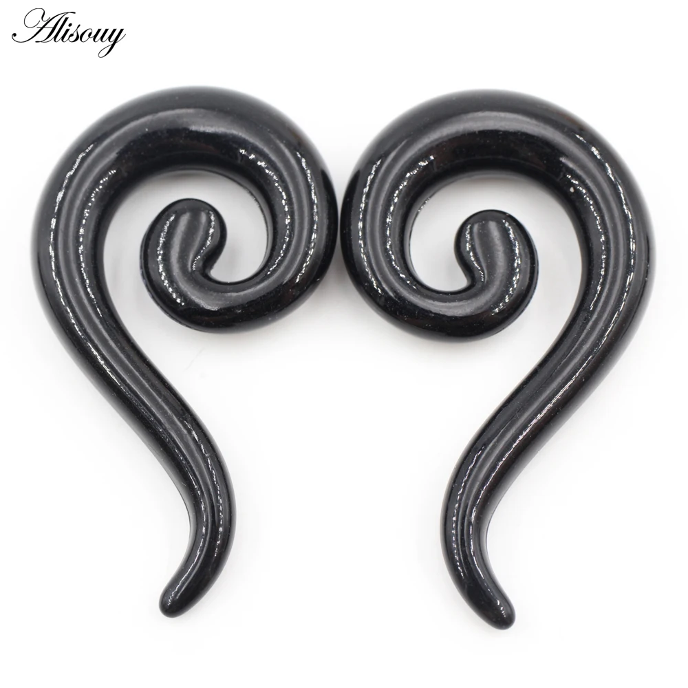 Acrylic Spiral Goat Horn Snail Ear Plugs, 2PCS