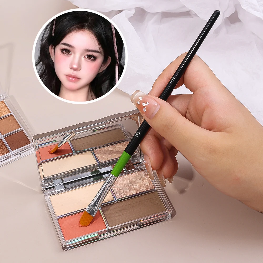 4Pcs Flat Head Concealer Eye Shadow Brush Makeup Brushes Soft Highlighter Contour Eyeliner Brush Face Detail Make Up Tools Girl