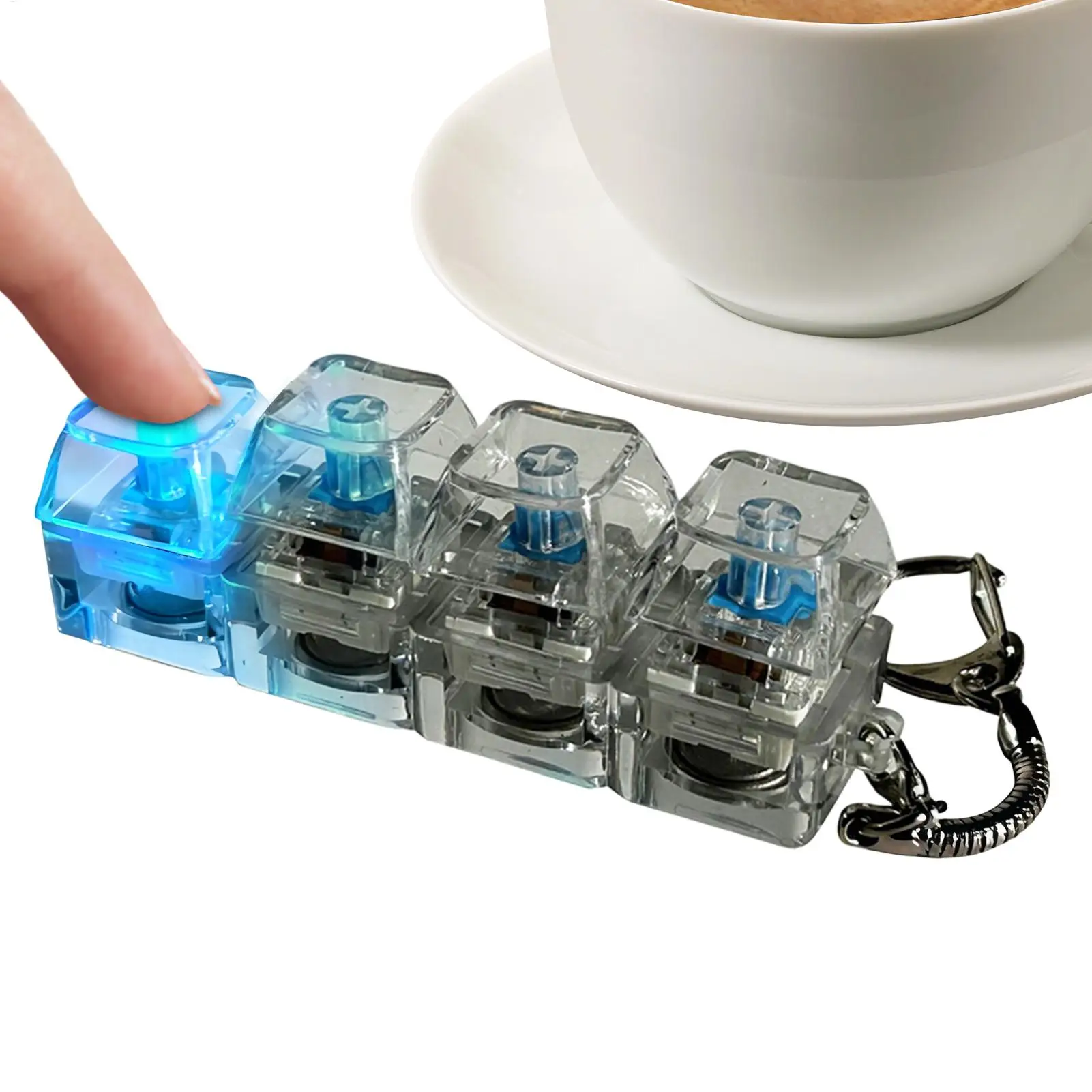 Tastatur Zappeln Spielzeug LED Kristall Keycap Schlüsselbund Stress Relief Fingertip Gadget Dekompression Spielzeug Clicker Zappeln Spielzeug