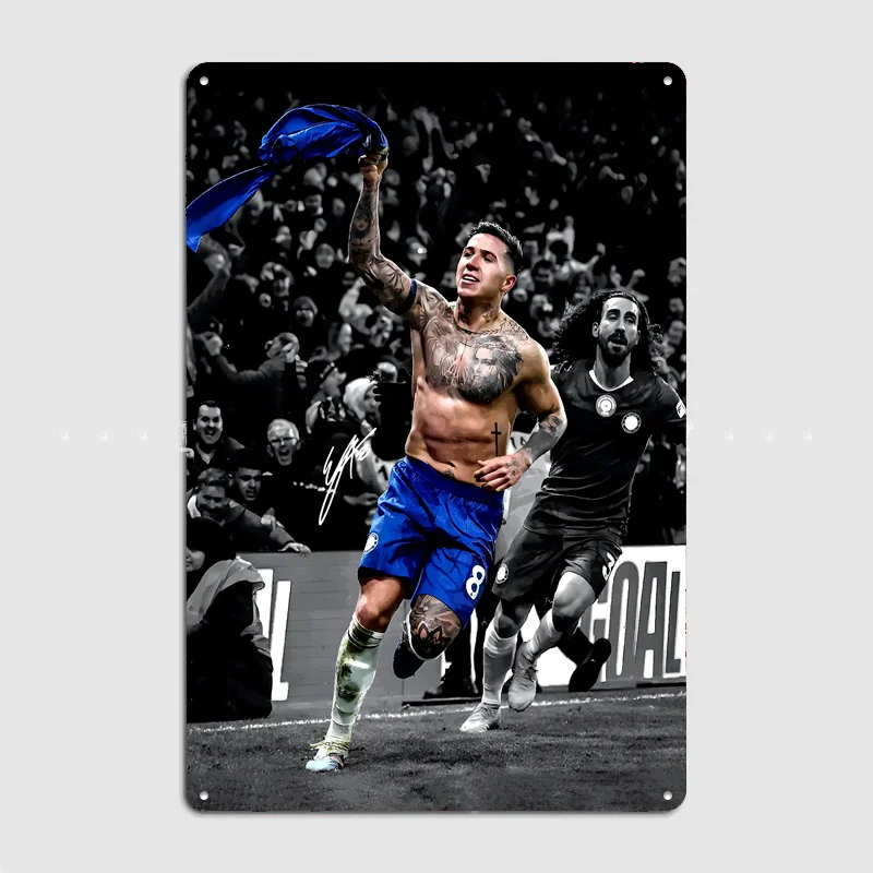 Enzo Fernandez Celebrating Poster Metal Sign Room Decor Life Wall Custom Bedroom Indoor Home Wall Decor Posters Room Decoration