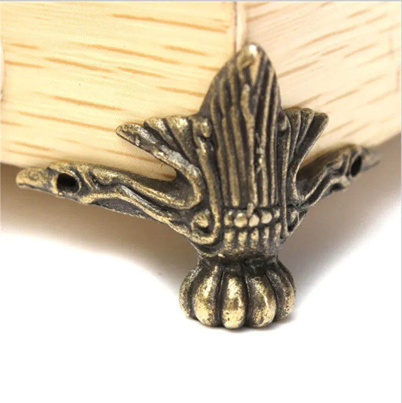 4/8pcs/set Antique Bronze Brass Jewelry Chest Wood Furniture Box Decorative Feet Leg Corner Protector Vintage Decoration New
