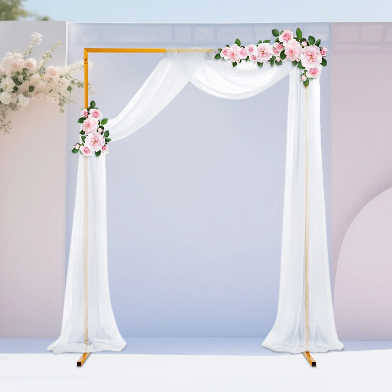 

2*1.5m Wedding Arch Stand, Metal Rectangular Garden Backdrop Frame, Free Standing Party Flower Balloon DIY Decor Rack